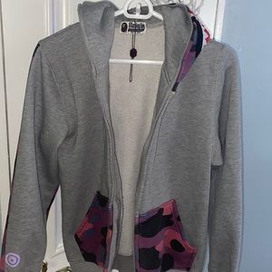 Grey/Purple Bape Zip up Sweater